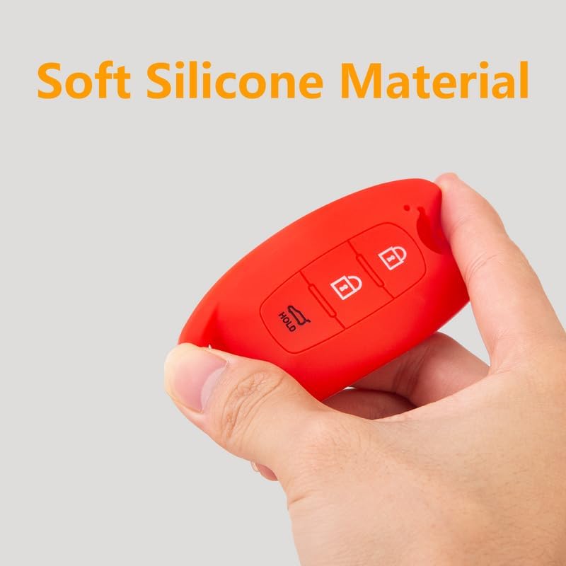 BE – Funda de silicona para llavero Nissan, accesorios compatibles con Nissan Altima Pathfinder Rogue 2023, 3 botones, color negro y rojo, 2 unidades