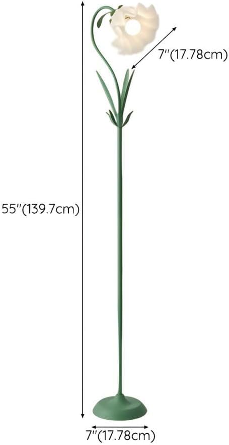 RUNNUP Lámpara de pie moderna, lámpara alta con forma de flor de 1 luz con pantalla acrílica, lámpara alta para sala de estar, dormitorio,