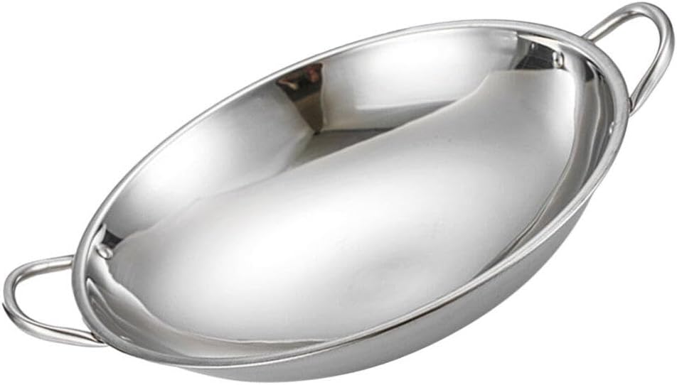 BESTonZON Sartén de acero inoxidable para cocinar mariscos con asa, sartén para estufa, sartén para freír sartén, olla coreana, olla de ramen