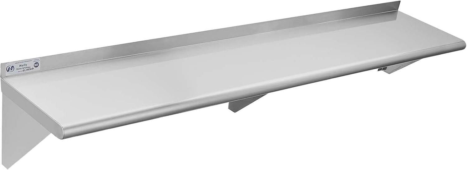 Estantería de acero inoxidable, montaje en pared NSF comercial para restaurante, cocina, hogar y hotel