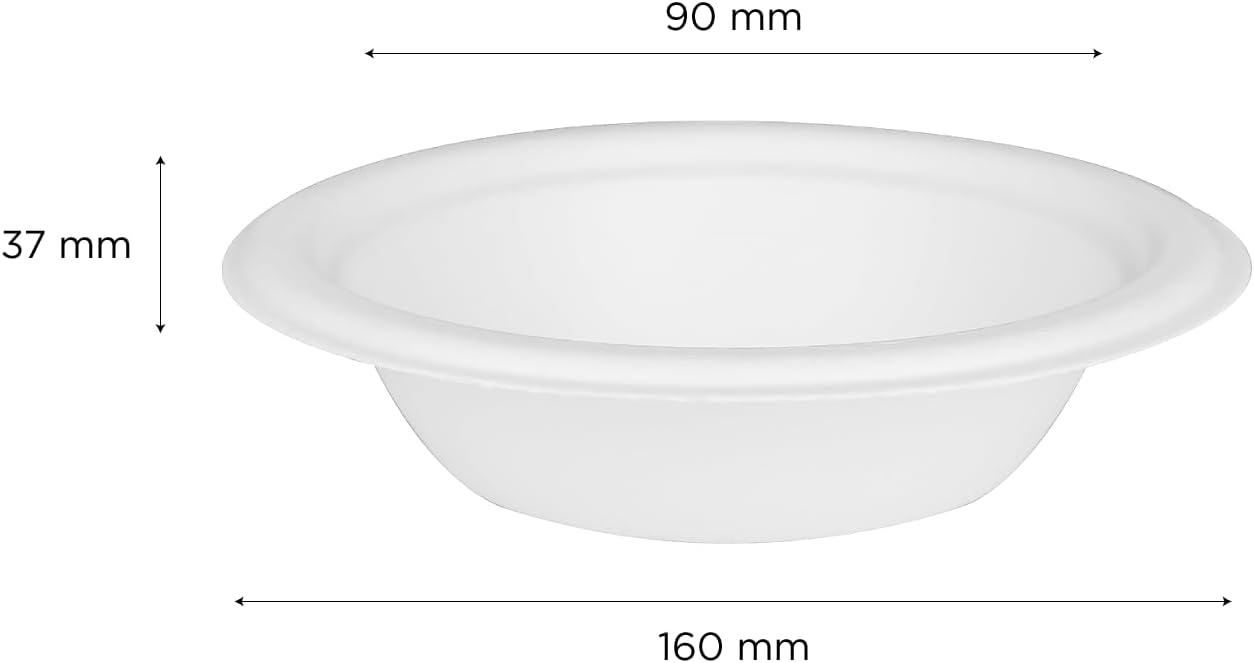 KARAT EARTH KE-BBR12-1CFF PFAS – Cuenco redondo de bagazo desechable compostable ecológico de 12 onzas, 1 compartimento, color blanco, caja de 1000