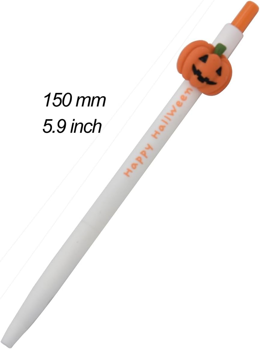 12 bolígrafos de Halloween retráctiles con tinta de gel, diseño de calabaza, gato negro, dibujos animados, para oficina, papelería, decoración del