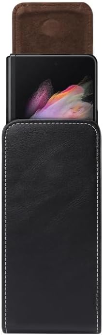 LBYZCASE Funda para teléfono Samsung Galaxy Z Fold 5432 con clip para cinturón, funda clásica de piel sintética con trabilla para cinturón, cierre