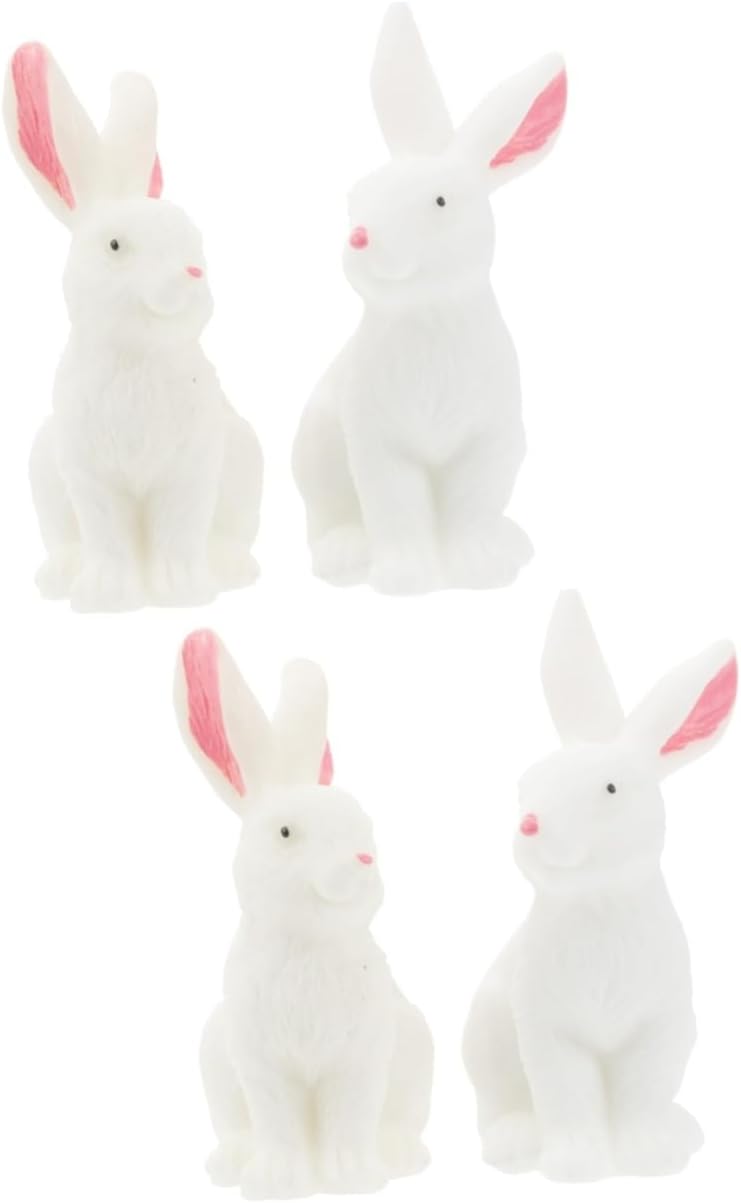 GANAZONO 4 piezas de micro paisaje conejito micro paisaje miniatura Pascua adornos decoraciones animales escultura estatua conejo bonsái decoración