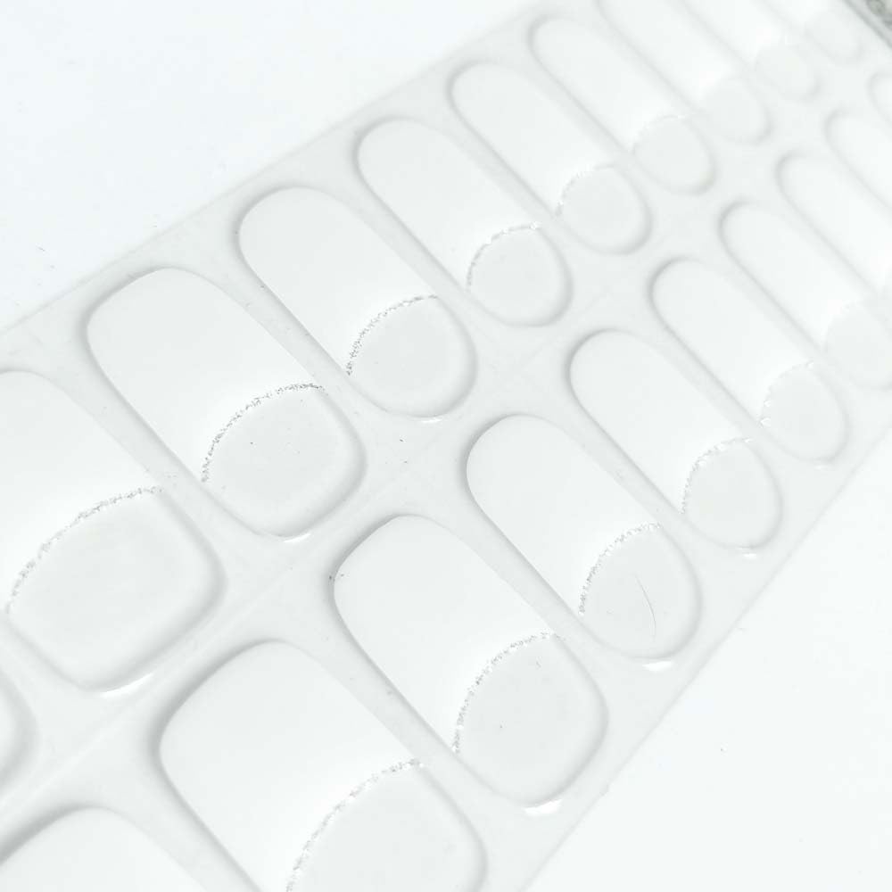 Tiras de uñas de gel semicuradas, puntas de uñas francesas, 20 piezas de calcomanías de uñas de gel con purpurina plateada, funcionan con lámpara de