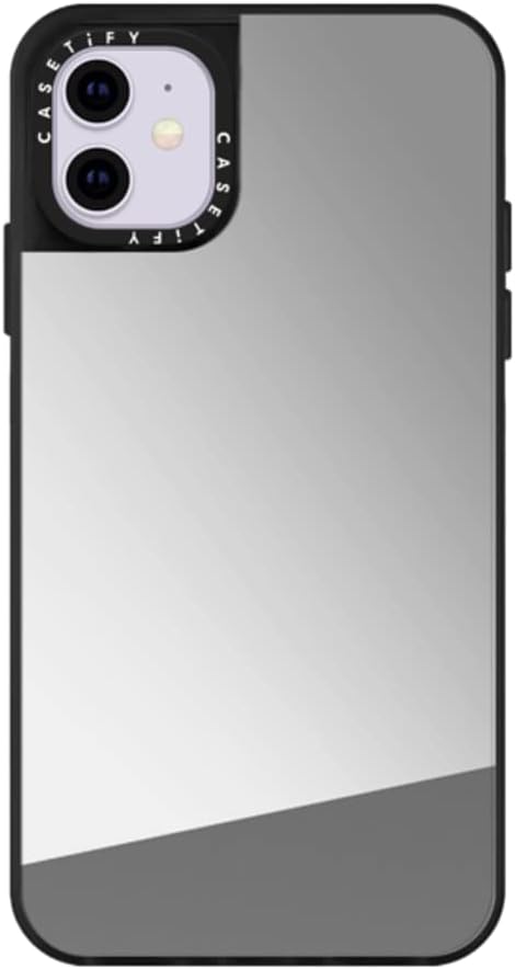 CASETiFY Funda de espejo para iPhone 11 – Plata sobre negro