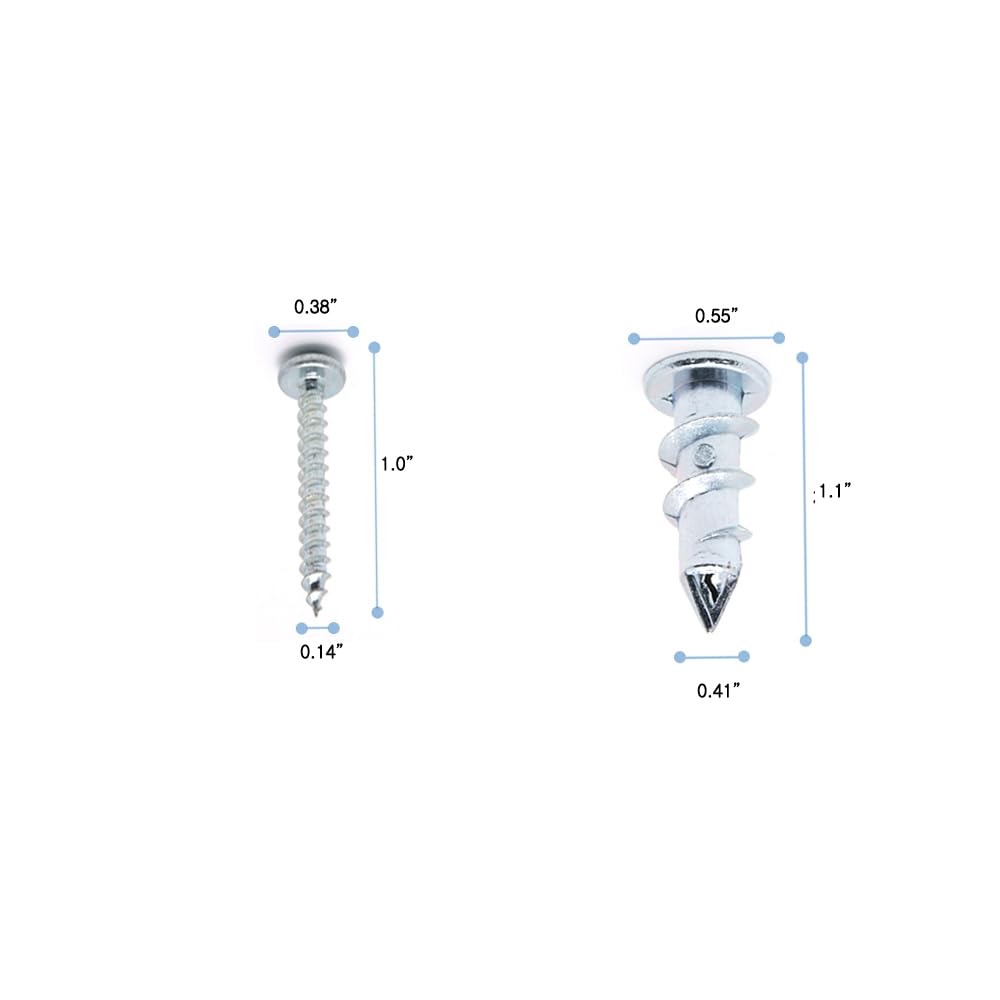 Kit de anclaje de pared huecapaneles de yeso autoperforantes de zinc con tornillos (50 EA)