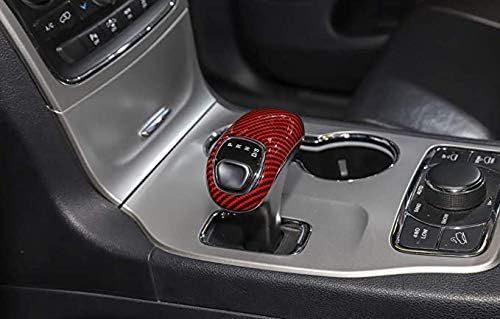Cubierta decorativa de ABS para palanca de cambios interior de automóvil para Jeep Grand Cherokee 2014 2015 (grano de fibra de carbono rojo)