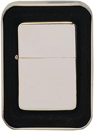 Thirsty Rhino Klik, encendedor de mecha de aceite recargable a prueba de viento con tapa abatible vintage y estuche de regalo de aluminio (plateado)