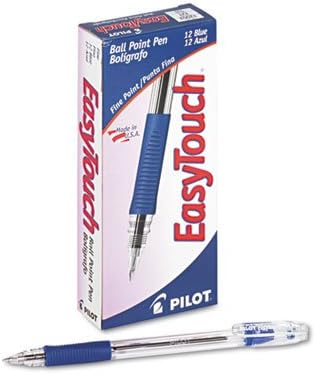 Pilot Productos – Pilot – Bolígrafo EasyTouch, tinta azul, fina, docena – Se vende como 1 docena – Cañón audaz y equilibrado y agarre ajustado. –