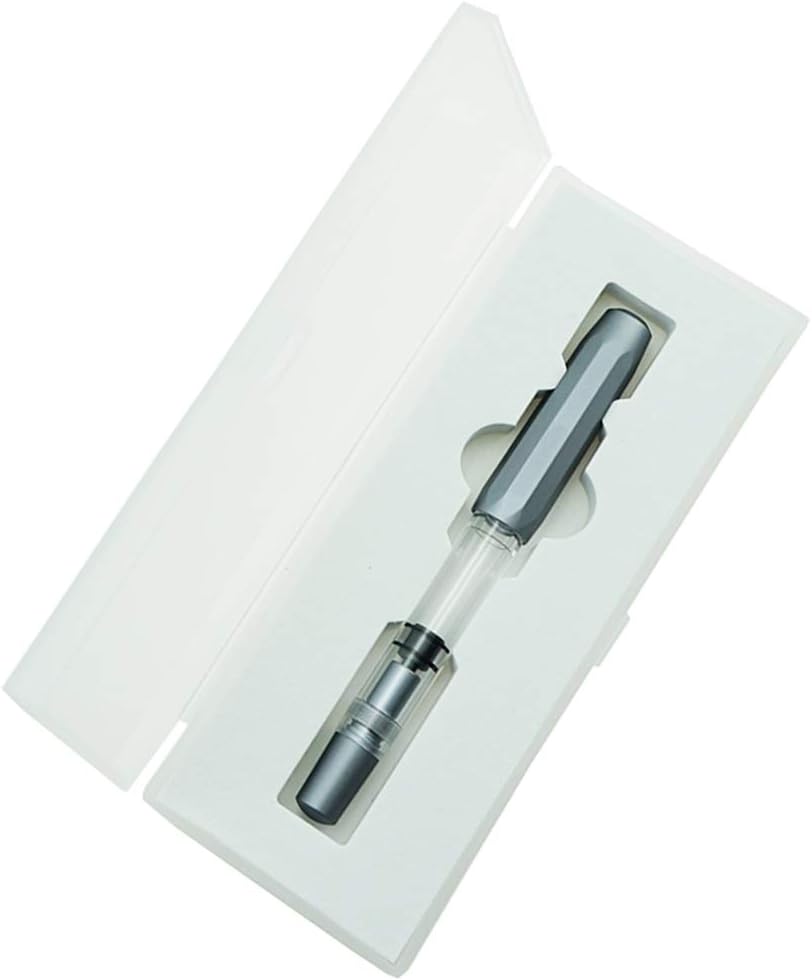 Pluma estilográfica de pistón T1, punta fina, caja de pluma de escritura de gran capacidad de tinta de acrílico transparente de aluminio gris