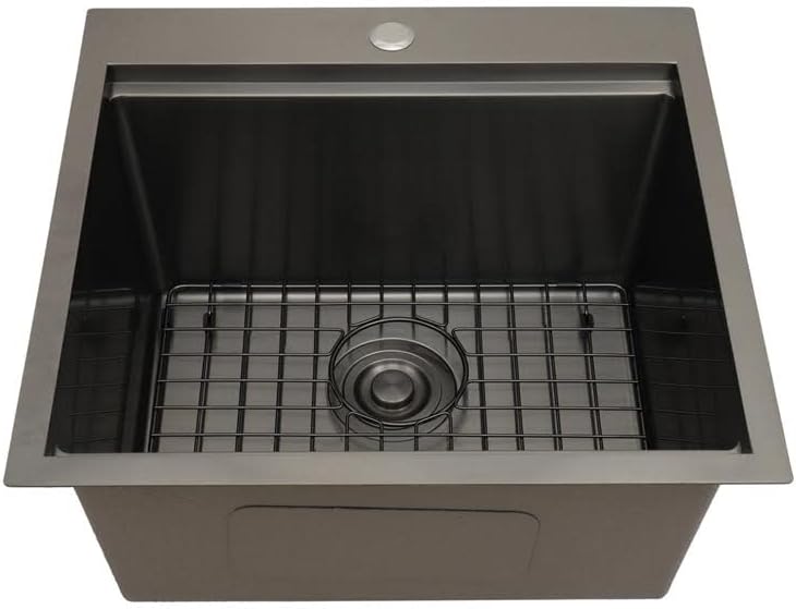 STARSTAR Repisa para estación de trabajo, fregadero de cocina de acero inoxidable 304 satinado mate mate para montaje superior, con rejilla,