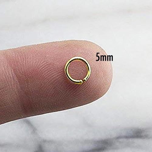 14K Solid Gold Extra Small 5mm Snug Fitting Nose Open Ring Hoop 22 GA Extra Thin Piercing Jewelry for Women Sold As One (5mm  22 gauge, 14K Yellow