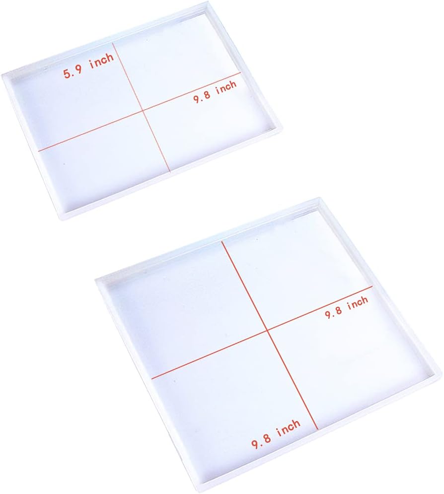 Kit de moldes de bandeja de resina de silicona grande, 2 moldes rectangulares grandes y gruesos de geoda de ágata cuadrada para servir, bandeja de