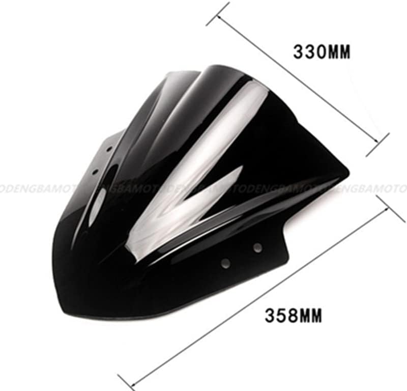 GLoyer Motorcycle Windshield Compatible with Kawasaki Versys 650 Versys 1000 ER4N ER6N Motorbike Windscreens Windshield Wind Deflector Black Clear