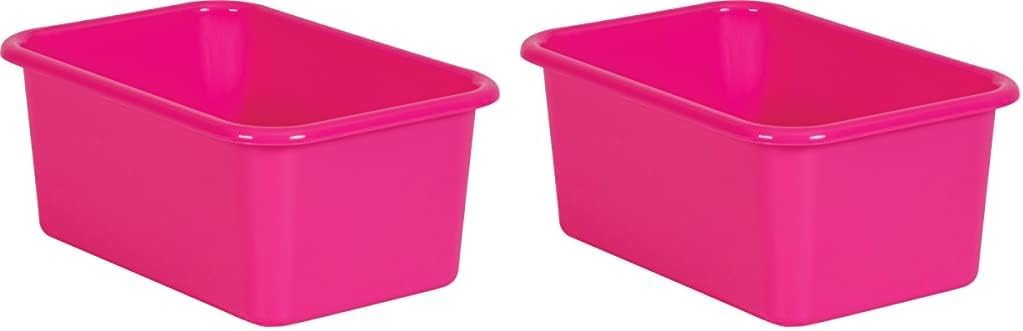 Teacher Created Resources Papelera pequeña de plástico rosa, 1 unidad (paquete de 2)