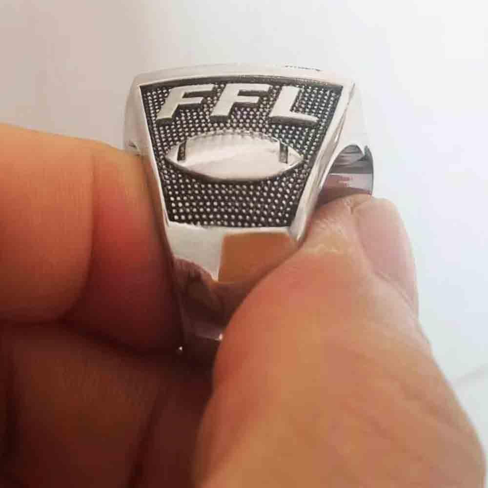 Fantasía Fútbol Anillo Trofeo Premio Premio Deporte MVP Ganador FFL League Champion Ring Con caja