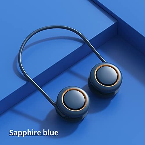 Portable Neck Fan  Bladeless Hanging Neck Fan Rechargeable  Hands Free Personal Fan for Outdoor, Sports, Travel (Blue)