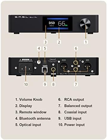 S.M.S.L SU-9n ES9038PRO XMOS XU208 Bluetooth 5.0 SMSL DSD512 RCAXLR LDAC APTXHD Decodificador de audio de alta resolución DAC