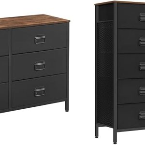 SONGMICS Cómoda para dormitorio, unidad organizadora de almacenamiento con 6 cajones de tela, marco de acero y cómoda para dormitorio, unidad SONGMICS Cómoda para dormitorio, unidad organizadora de almacenamiento con 6 cajones de tela, marco de acero y cómoda para dormitorio, unidad