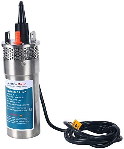 Amarine – Bomba de agua sumergible de 24 V CC para pozos profundos, 3.2 GPM 4 pulgadasenergía alternativa con batería solar de acero inoxidable,