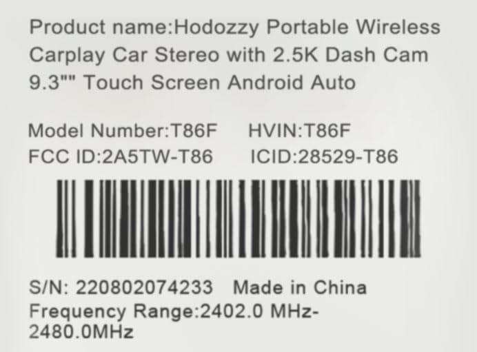 Estéreo de coche inalámbrico portátil Carplay con cámara de tablero de 2.5 K de 9.3 pulgadas, pantalla táctil Android Auto, grabación en bucle