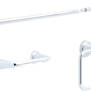 Delta Faucet LRK63-PC Larkin – Juego de accesorios de baño de 3 piezas, cromo pulido el juego incluye toallero, soporte para papel higiénico y Delta Faucet LRK63-PC Larkin – Juego de accesorios de baño de 3 piezas, cromo pulido el juego incluye toallero, soporte para papel higiénico y