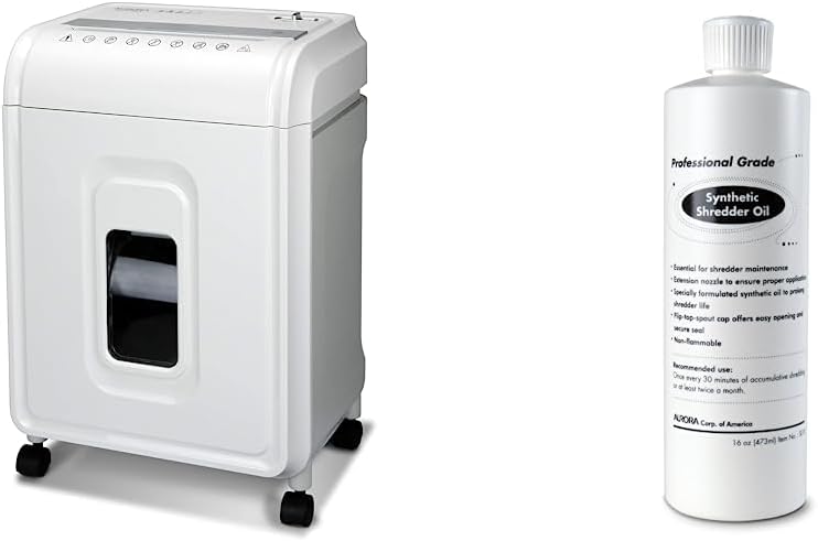 Aurora AU1480MA – Trituradora de papel microcortado de 14 hojas de grado profesional y CDtarjetas de crédito, 30 minutos de tiempo de funcionamiento