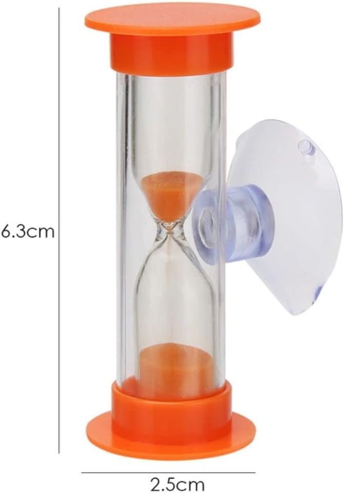 Reloj de arena de cristal de plástico para escritorio, temporizador de ducha para niños, giratorio con ventosa, mini embudo de tiempo (2 minutos,
