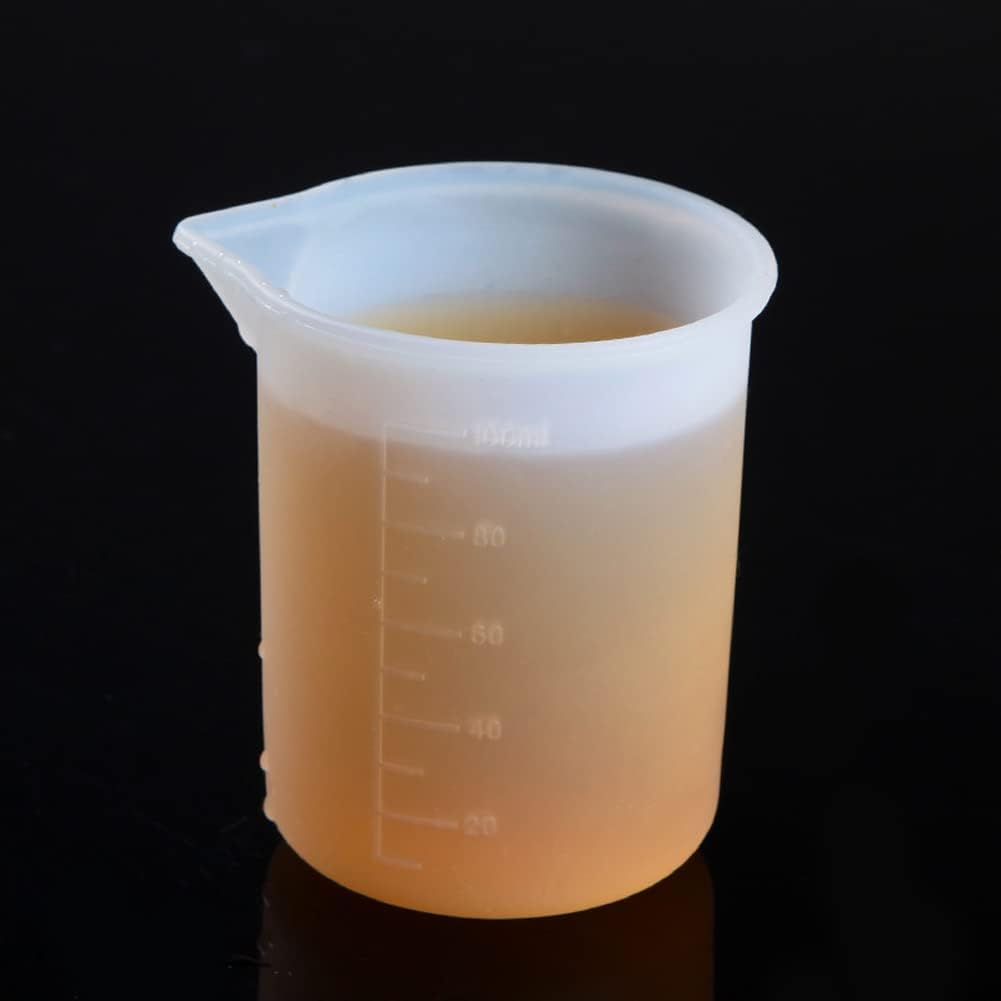 3 tazas medidoras de silicona de 3.4fl oz, tazas de mezcla de silicona con escala para hacer joyas, manualidades de resina, color blanco