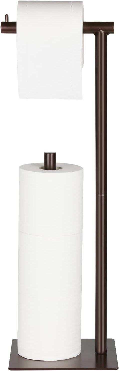Soporte de papel higiénico industrial para rollo de papel higiénico con reserva de baño, organizador de papel higiénico de pie con dispensador de