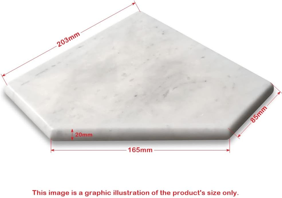Carrara – Jabonera de mármol blanco de 8 x 8 pulgadas con diamante para ducha, diseño de bullnoz, acabado completo, pulido para cocina, baño, pared,