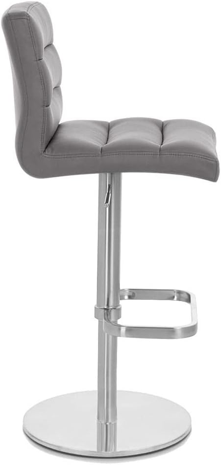 Zuri Furniture Taburete de bar exuberante de pizarra de altura ajustable moderna con base plana redonda cepillada