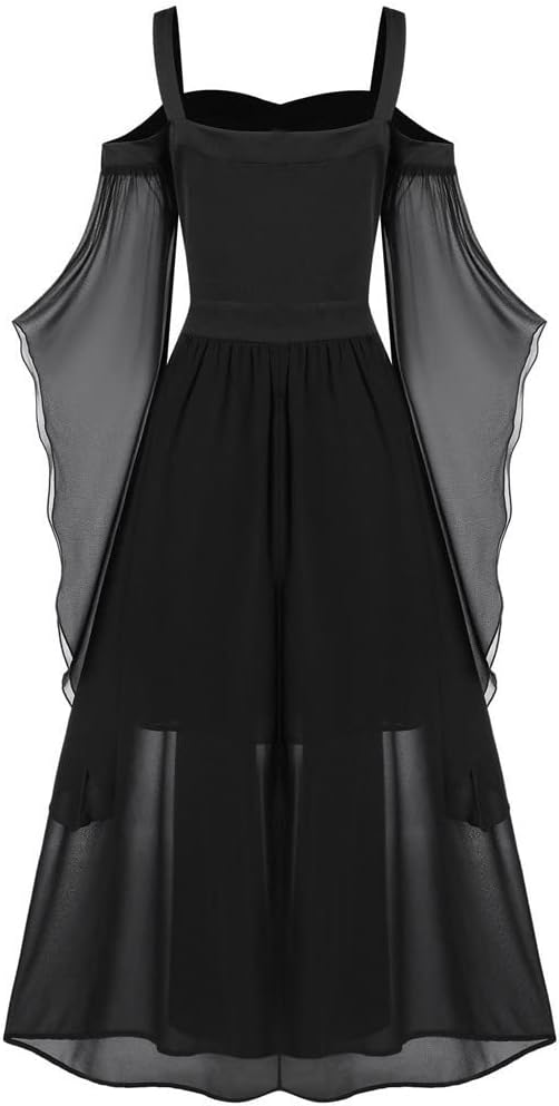 Sinzelimin Vestidos de corsé para mujer, vestido gótico renacentista, vestido de fiesta de Halloween, vestido de banquete, talla grande, manga de