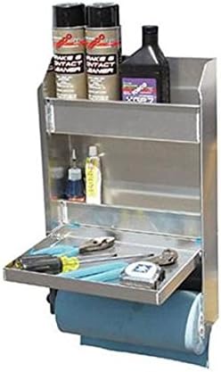 Speedway Motors Armario de almacenamiento de remolque de aluminio junior, cuenta con mesa de trabajo plegable, toallero de papel y almacenamiento de