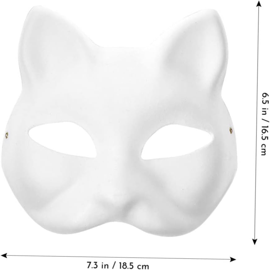 6 máscaras faciales de gato de Halloween, máscara blanca de pintura a mano, máscara de bricolaje para fiesta de cosplay, máscara de Halloween,