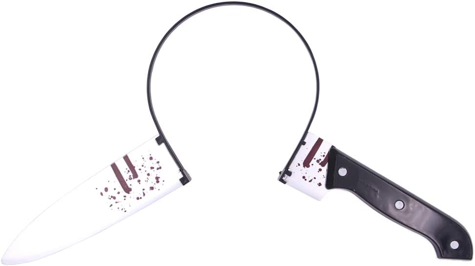 Rotumaty Accesorios de disfraz de miedo, diadema sangrienta (cuchillo, jeringatijeras), divertidos juguetes para la cabeza para Halloween (cuchillo)