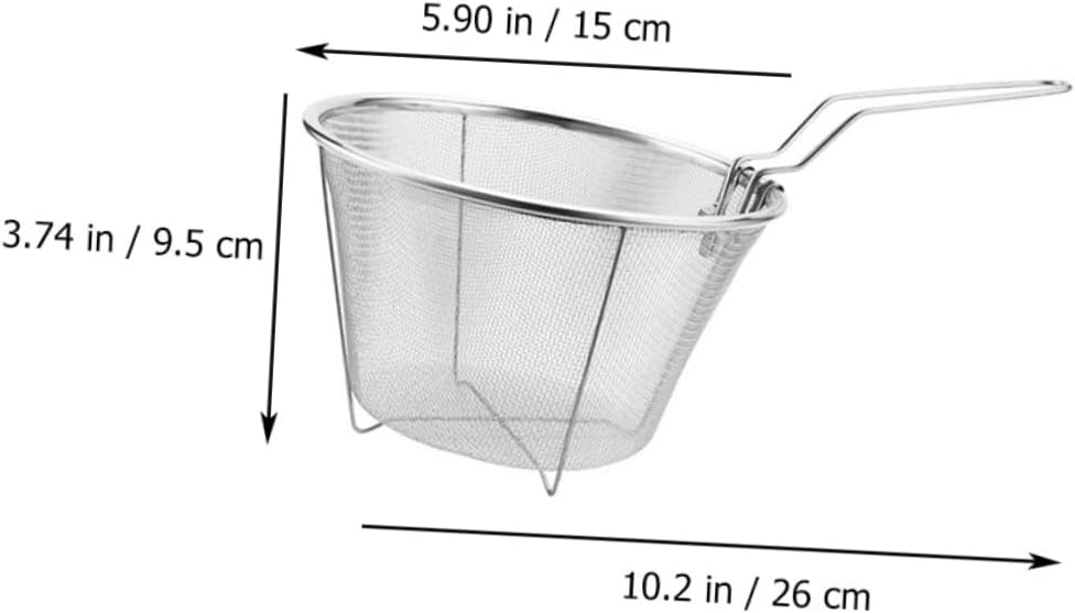 Cesta de freír de acero inoxidable, colador de alambre redondo, freidora de virutas de alambre, fregadero de acero inoxidable, 2 uds