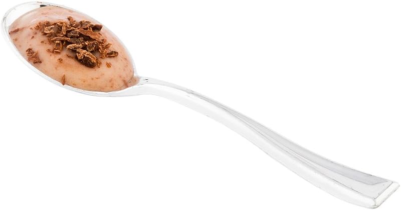 Restaurantware Mini cucharas desechables de 4 pulgadas, 100 cucharas pequeñas desechables, par de alta resistencia con aperitivos o postres,