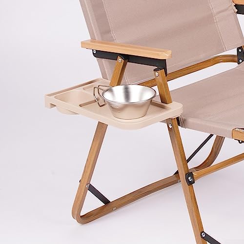Clip en la mesa auxiliar taza tumbona bandeja para acampar silla plegable de aleación de aluminio (caqui)