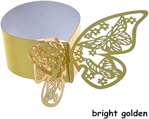 100 servilleteros cortados con láser con forma de mariposa para servilletas de papel de aluminio para bodas, fiestas, servilletas, decoración de