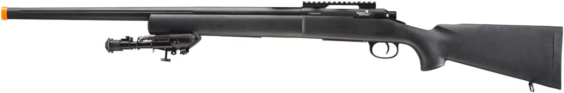 Lancer Tactical Airsoft M24 Bolt Action Sniper Airsoft Rifle con bípode (color negro)