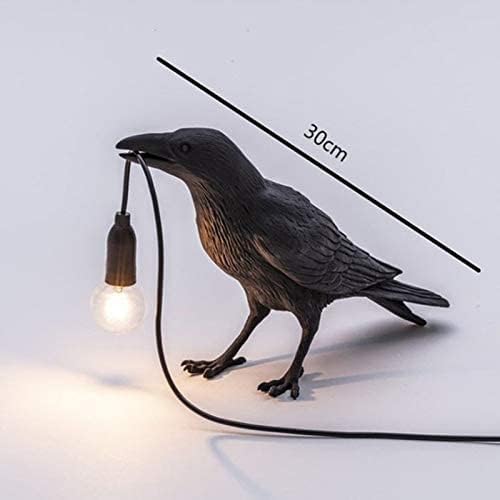 Luluckly Raven Light Birds Lámparas de mesa Dormitorio Resina Cuervo Lámpara de Escritorio Lámpara de Mesilla Luz de Pared Aplique Negro A