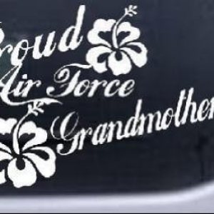 Proud Air Force – Calcomanía para pared, diseño de flores de hibisco y abuelas militares, para ventana de automóvil, color blanco, 6 x 9 pulgadas Proud Air Force – Calcomanía para pared, diseño de flores de hibisco y abuelas militares, para ventana de automóvil, color blanco, 6 x 9 pulgadas