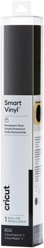 Cricut Vinilo permanente inteligente brillante (13 pulgadas x 3 pies, negro) para manualidades al aire libre, para Cricut Explore 3 & Maker 3, crea