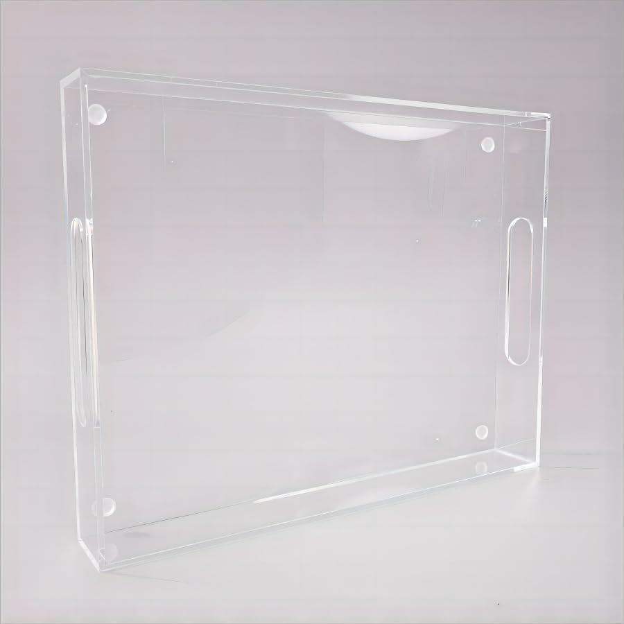 YFYCUSA Bandeja de acrílico transparente de 11 x 14 pulgadas, bandeja para servir con asas, bandejas acrílicas para servir, a prueba de derrames,