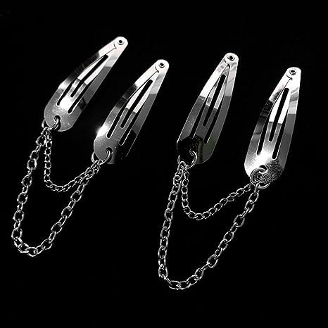 2 unidsset de pinzas de pelo de metal a presión cadena de color plateado cruz corazón pasadores clips con colgante niñas accesorios para el cabello