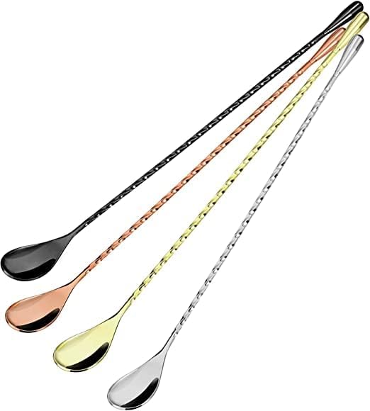 MX43 – Juego de 2 cucharas mezcladoras de acero inoxidable de mango largo de 19 pulgadas, cuchara de bar, cuchara de mezcla de cóctel, ideal para
