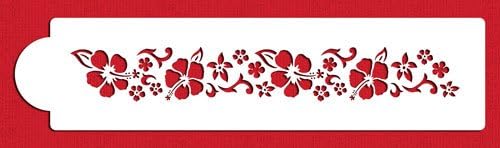 Designer Stencils C130t – Plantilla lateral de pastel de hibisco, beigesemitransparente
