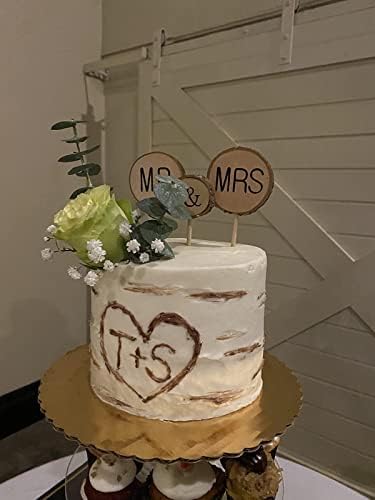 3 piezas Mr&Mrs Toppers Decoración de madera natural para tartas, elegante, rústico, boda, Mr Mrs Letra Topo para pareja, novia, fiesta,